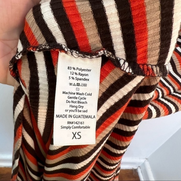 LuLaRoe Carly Dress Ribbed Orange Brown Stripes - Picture 10 of 10